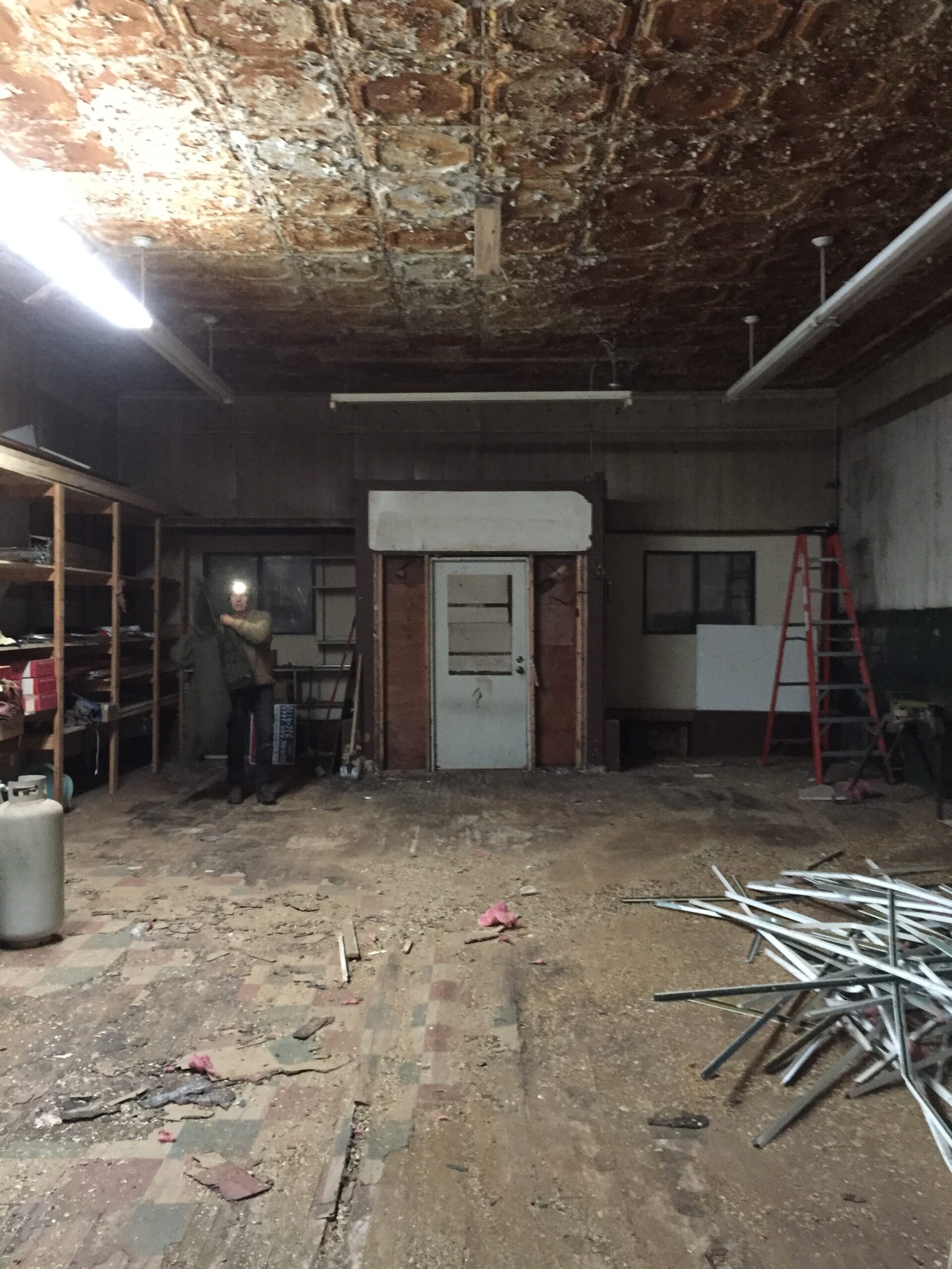 Industrial space with scattered metal poles