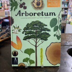 Illustrated book titled "Arboretum" on display