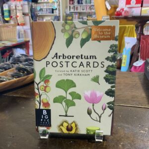 Botanical postcards book on stand