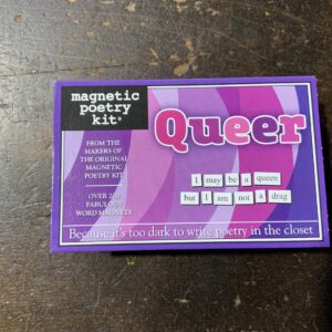 Queer magnetic poetry kit packaging