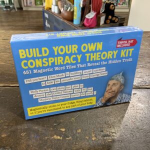 Conspiracy theory kit with magnetic word tiles