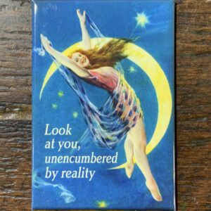 Woman dancing on crescent moon