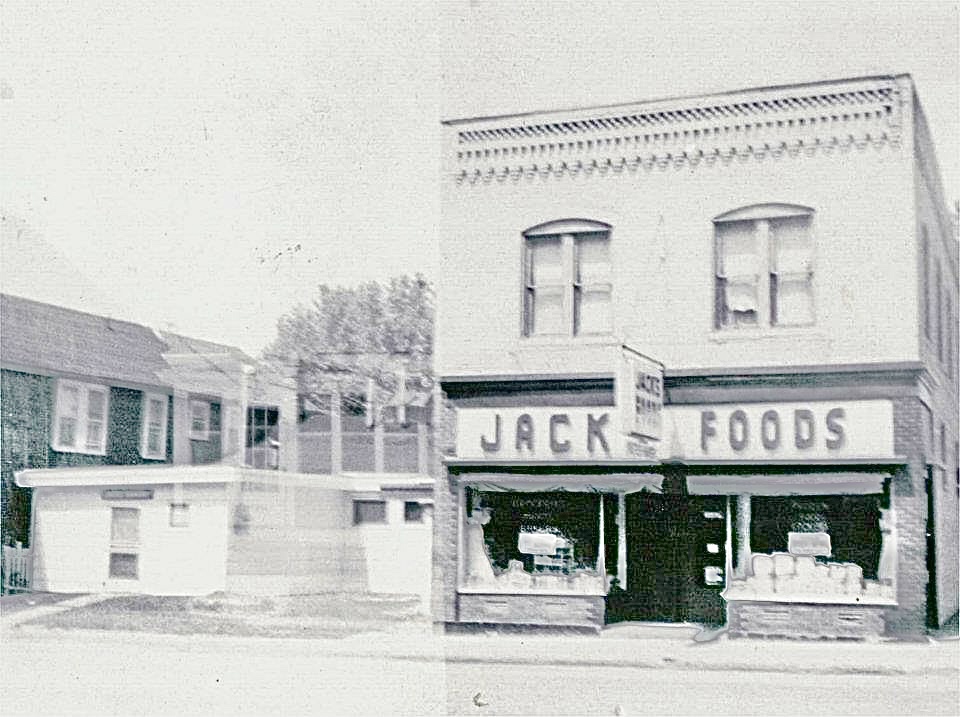 Historic building with Jack's Foods sign
