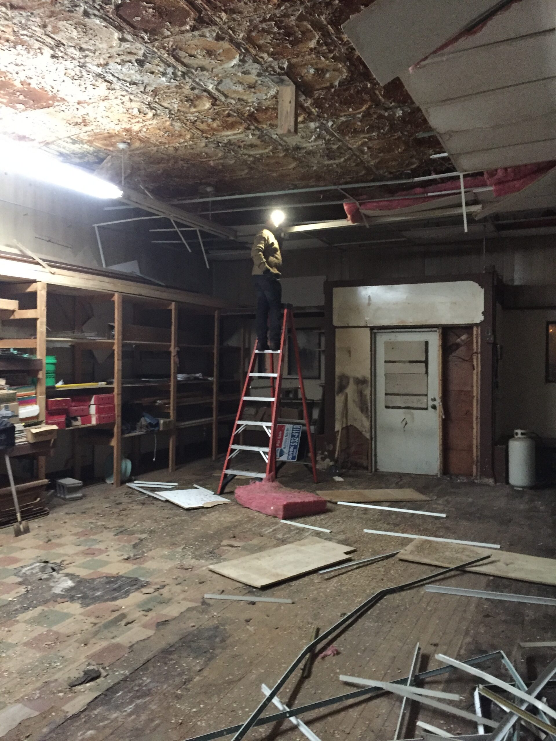 Renovation project with scattered materials