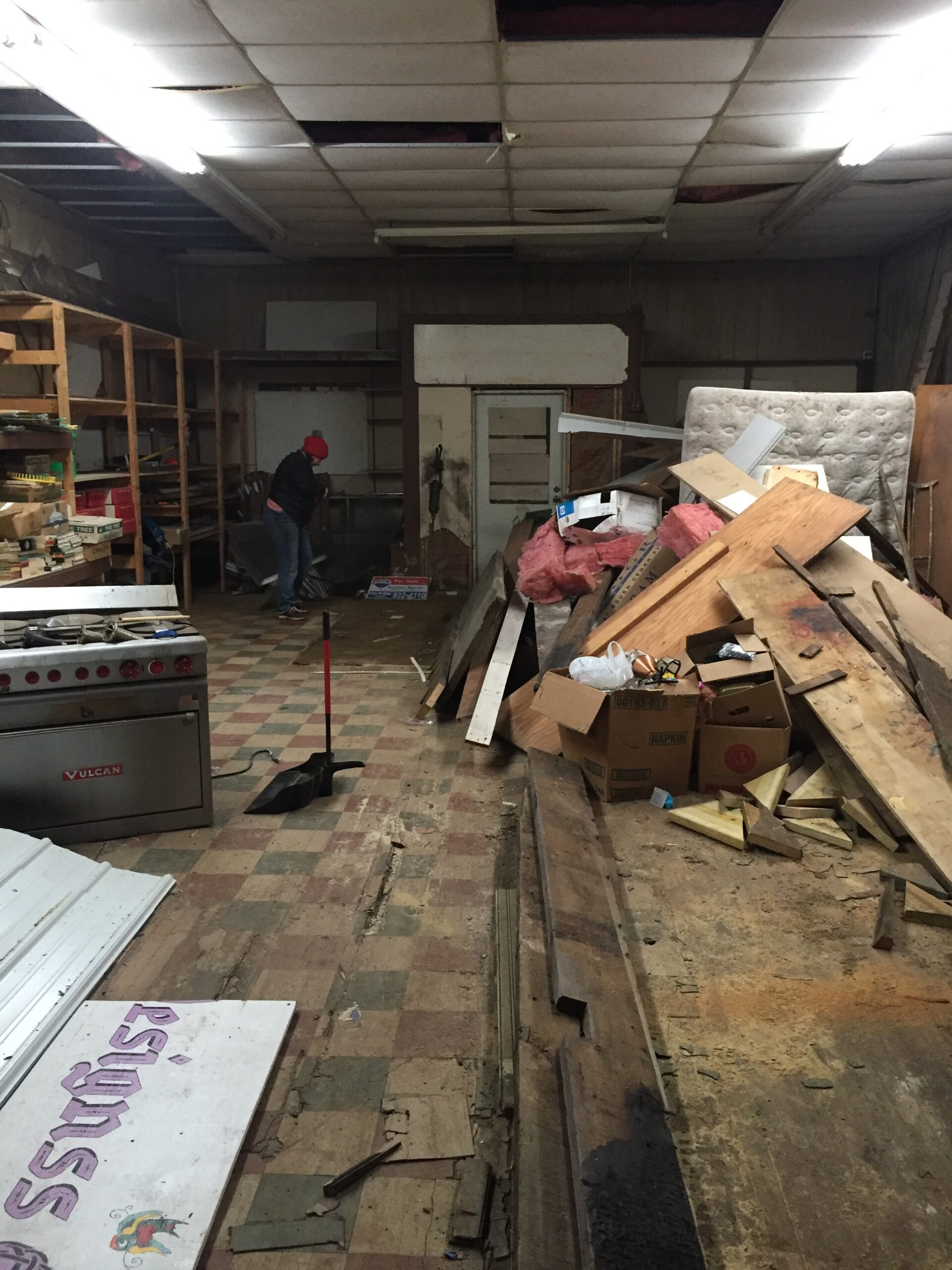 Messy area with boxes and materials