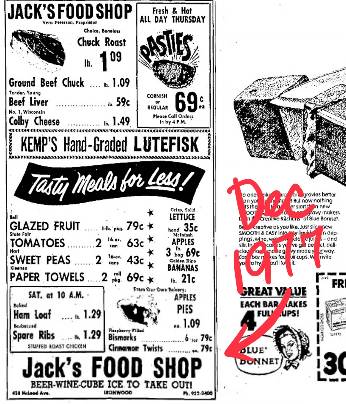 1917 newspaper advertisement for groceries