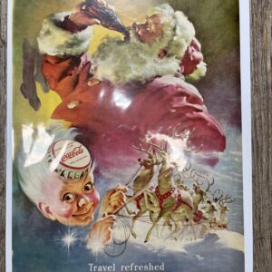 Santa and elves in vintage Coca-Cola ad