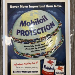 Classic Mobiloil ad with protective theme.
