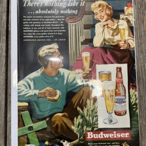 Classic Budweiser poster with man and woman