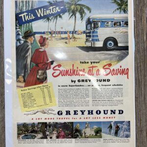 Retro winter vacation bus ad